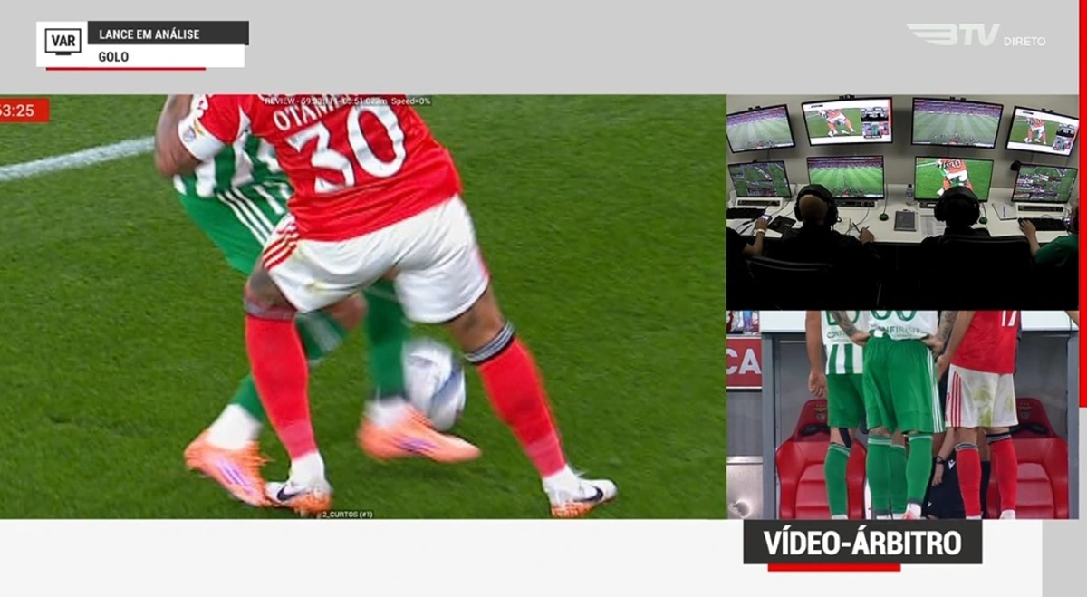 Imagem de contexto do artigo Benfica-Rio Ave: golo anulado após VAR detetar falta de Otamendi