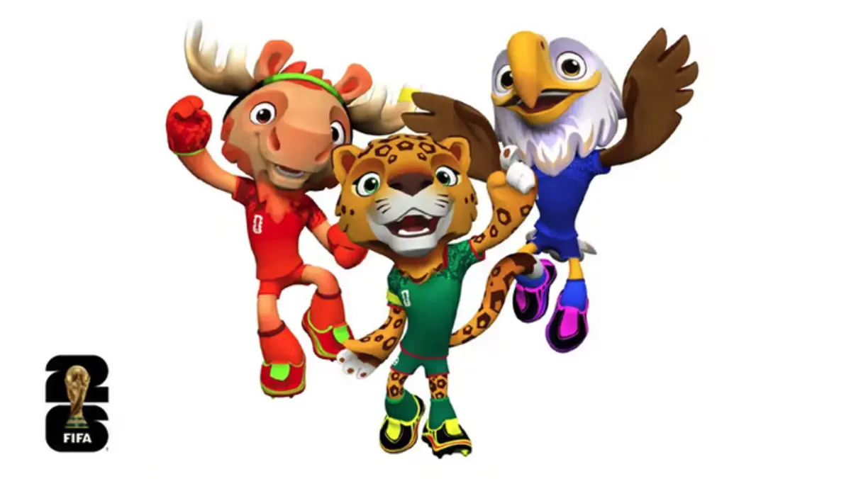 As três mascotes do Mundial'2026: Maple, Zayu e Clutch