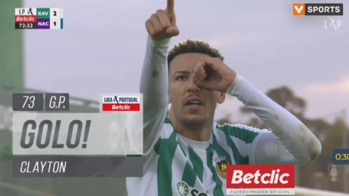 Imagem de contexto do artigo O golo de Clayton, de penálti, que deu a vitória ao Rio Ave contra o Nacional