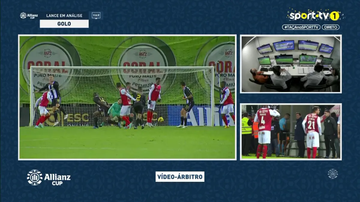 Imagem de contexto do artigo Nacional-Braga: quase sete minutos de análise do VAR e golo validado