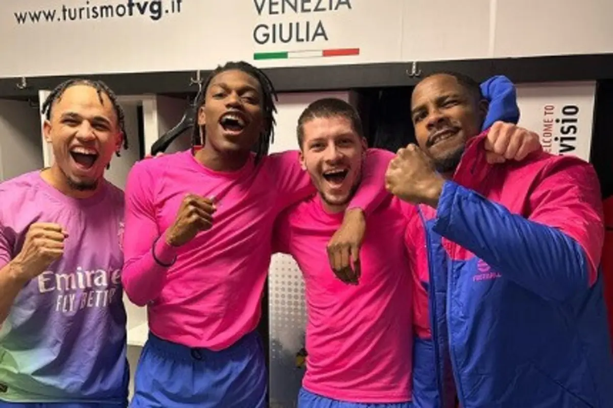 Rafael Leão com Okafor, Jovic e Maignan (à direita)