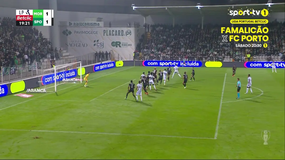 Imagem de contexto do artigo Moreirense-Sporting: grande cabeceamento de Dinis Pinto restabelece a igualdade. Veja o golo