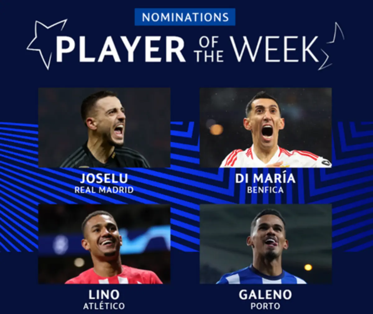 Imagem de contexto do artigo Di María e Galeno na corrida ao prémio de jogador da semana da Liga dos Campeões