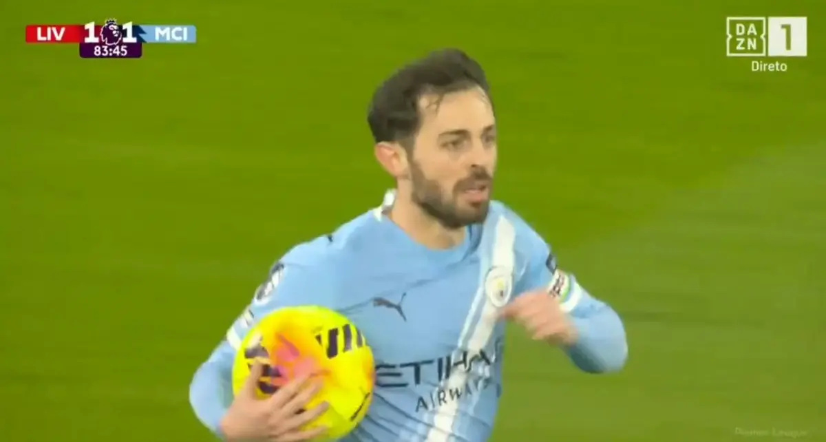 Imagem de contexto do artigo Bernardo Silva faz empate no Liverpool-City. Veja o golo do português