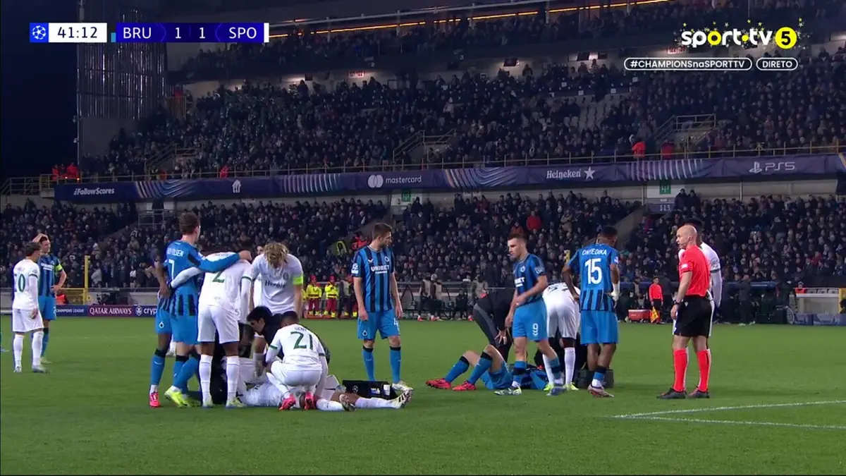 Imagem de contexto do artigo Choque violento tirou Eduardo Quaresma do Club Brugge-Sporting