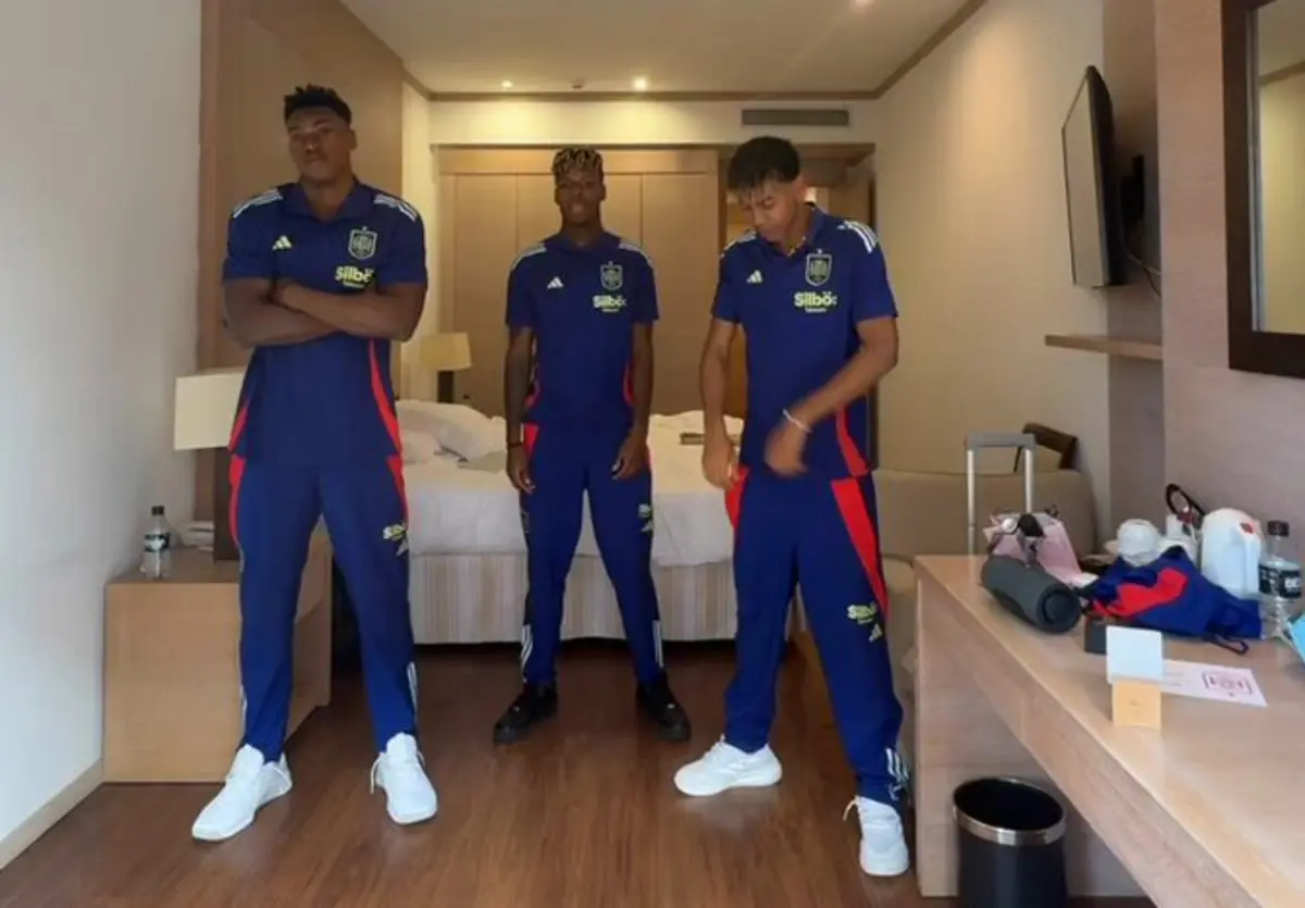 Imagem de contexto do artigo Vitória da Espanha celebrada com dança de Lamine Yamal, Samu e Nico Williams