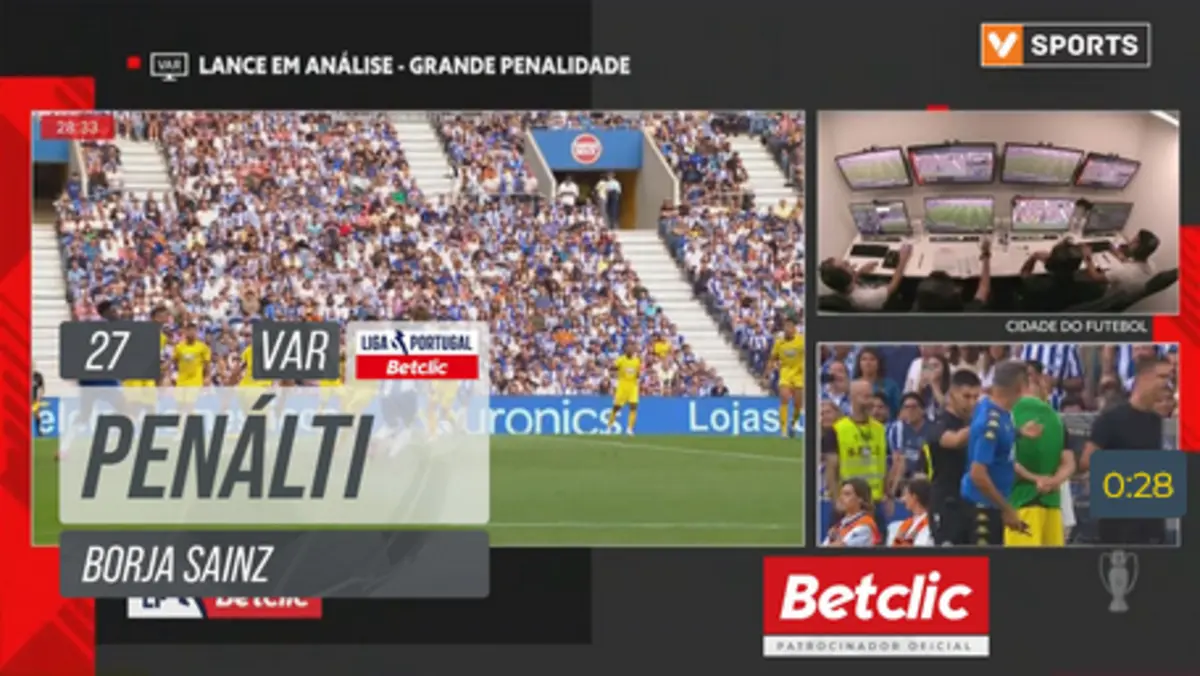 Imagem de contexto do artigo Áudios do VAR: penálti sobre Borja Sainz bem assinalado no FC Porto-Nacional