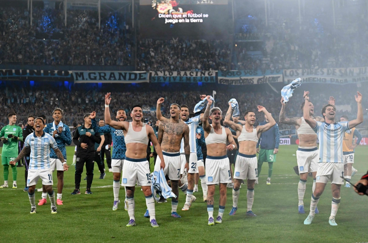 A festa dos jogadores do Racing