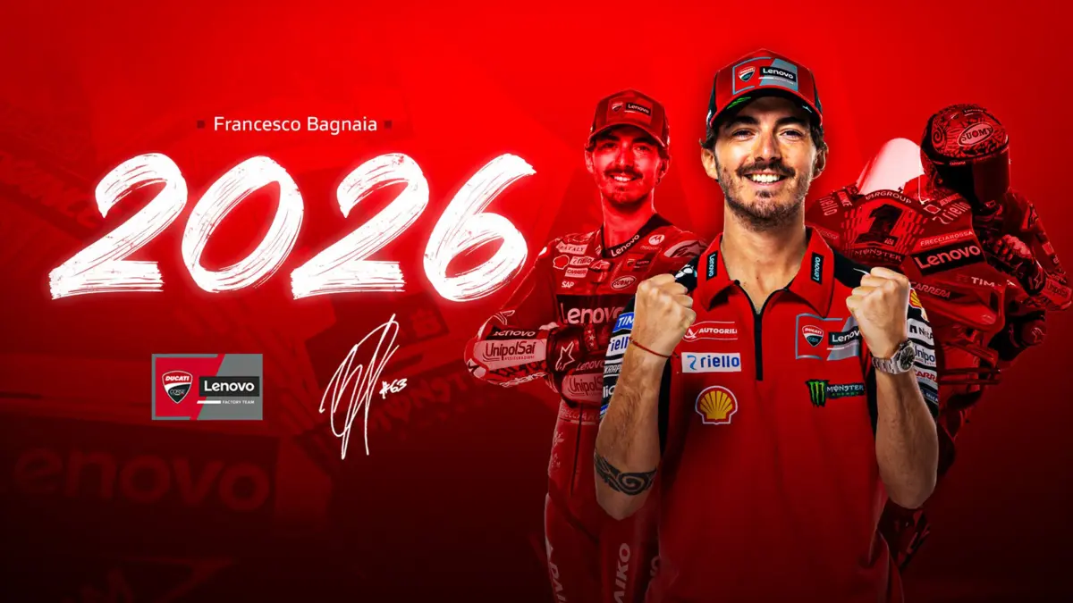 Imagem de contexto do artigo Francesco Bagnaia, bicampeão mundial de MotoGP, renova com a Ducati