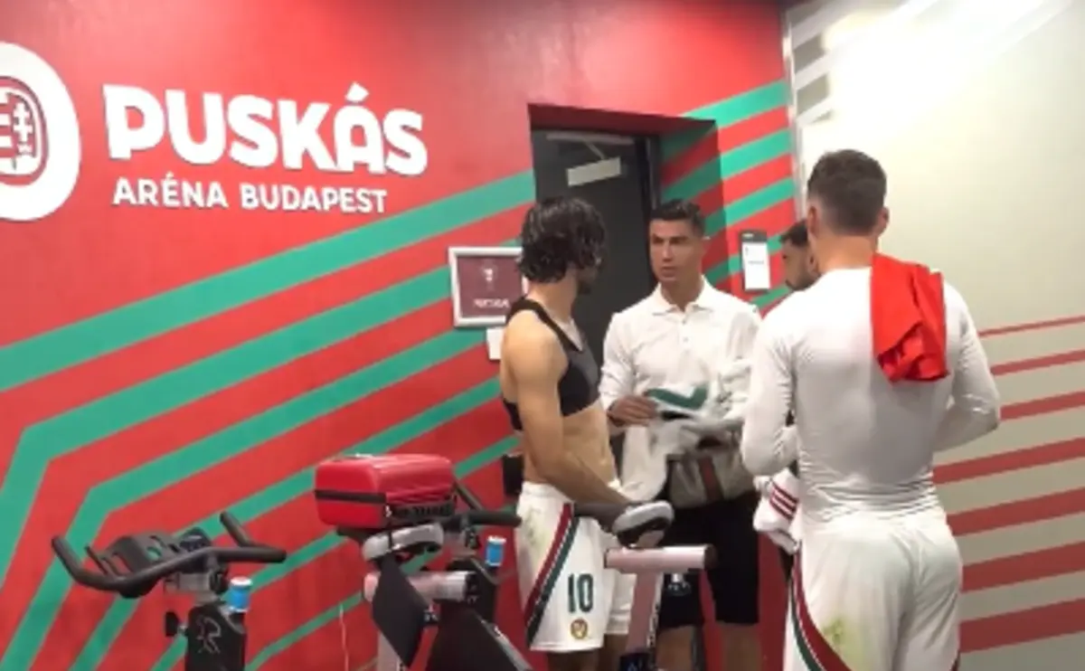 Imagem de contexto do artigo Vídeo: Ronaldo ficou com a camisola de Szoboszlai, mas ficou em dívida