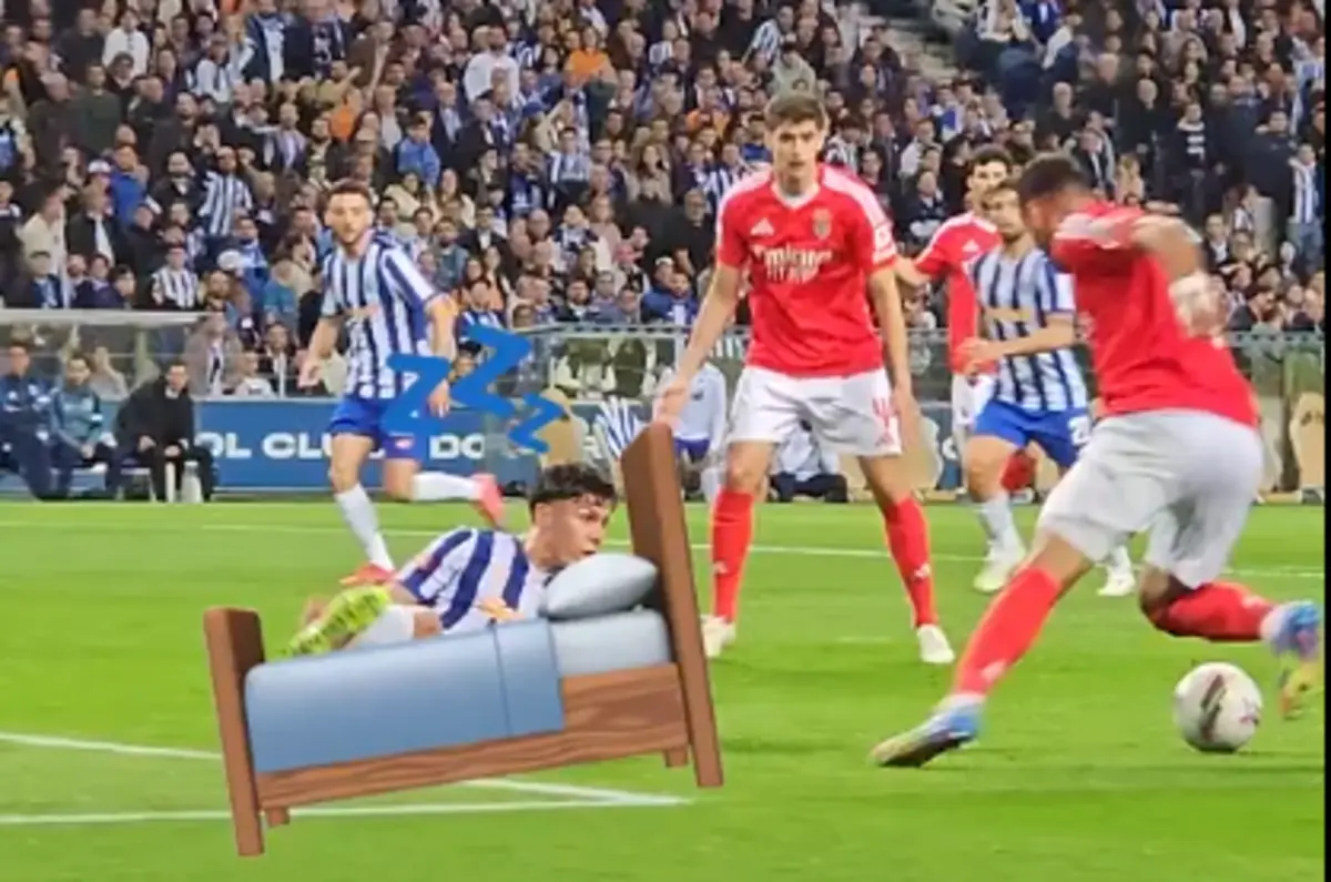 Imagem de contexto do artigo Benfica coloca Nehuén Pérez numa cama no lance do segundo golo de Pavlidis
