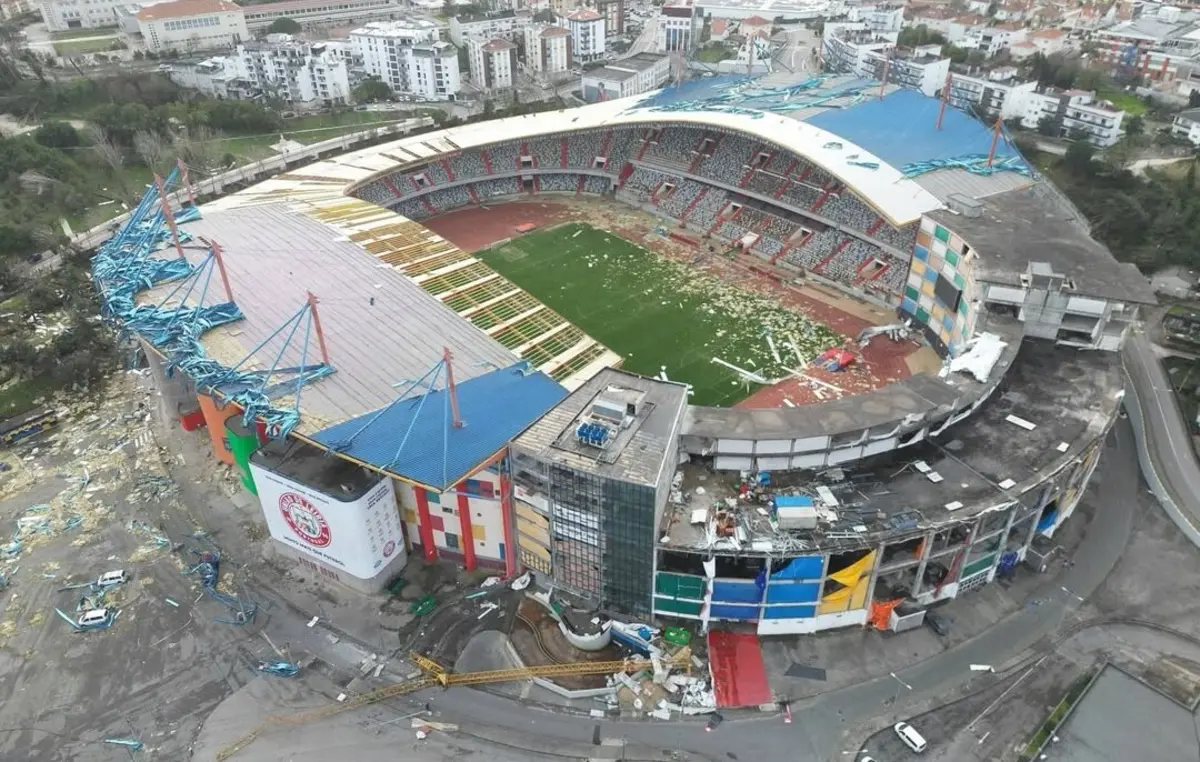 Estádio Dr. Magalhães Pessoa após a depressão Kristin