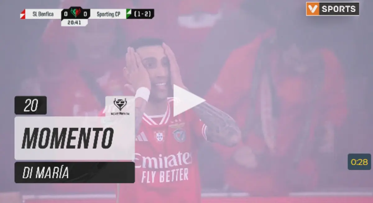 Imagem de contexto do artigo Benfica-Sporting: Di María remata com perigo para uma bela defesa de Franco Israel