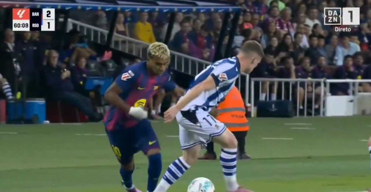 Imagem de contexto do artigo "Vírgula e túnel": Lamine Yamal brilhou no Barcelona-Real Sociedad
