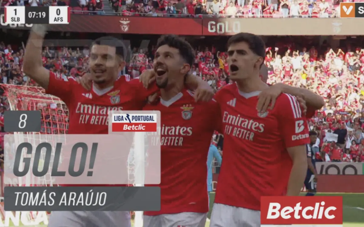 Imagem de contexto do artigo Benfica-Aves SAD: o golo de Tomás Araújo que inaugurou o marcador