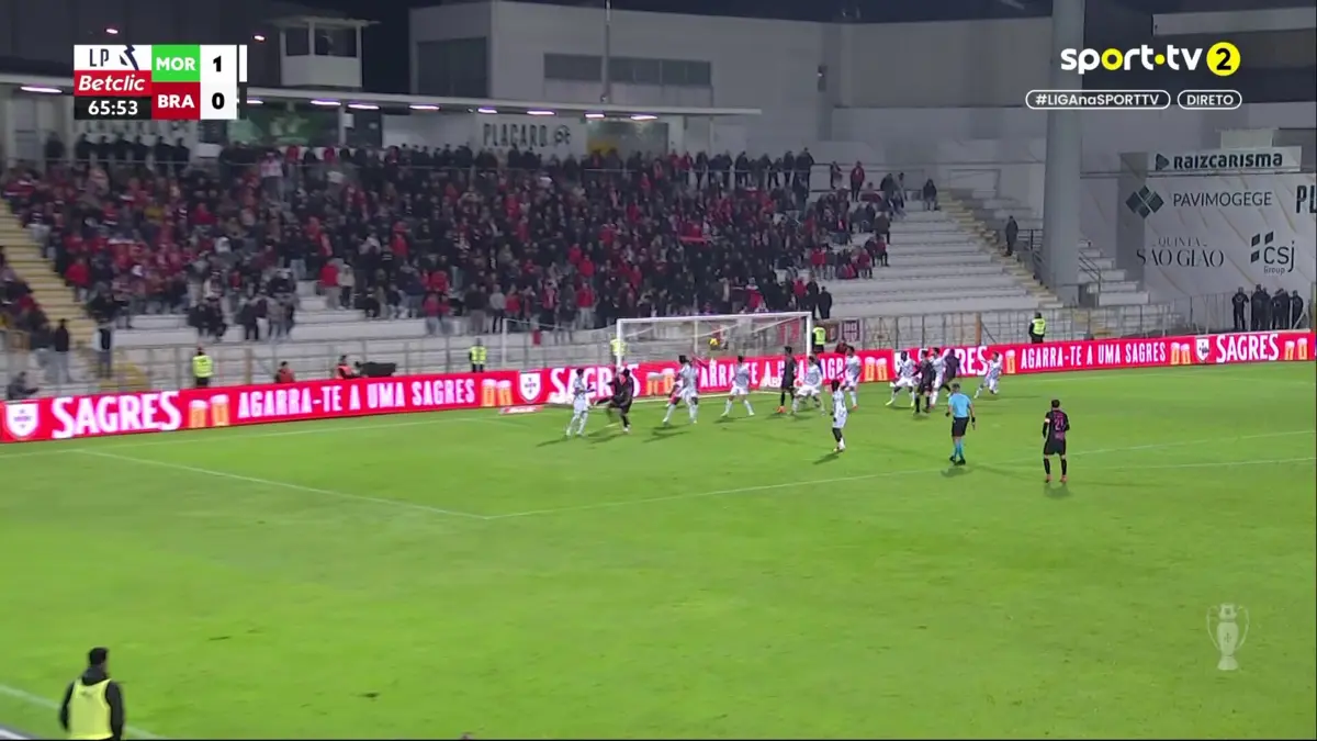 Imagem de contexto do artigo Moreirense-Braga: João Moutinho cabeceou para o empate. Veja o golo