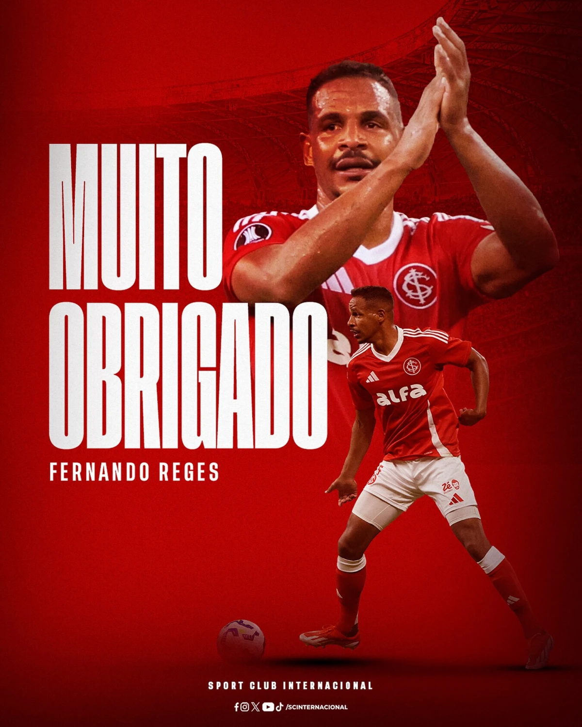 Imagem de contexto do artigo Fernando deixa Internacional: "Leva o respeito de jogadores, funcionários e adeptos"