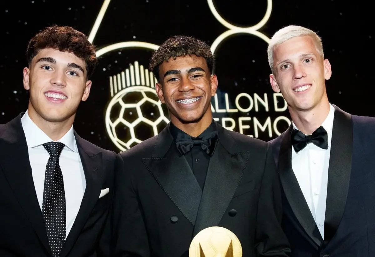 Cubarsí, Yamal e Olmo na gala da Bola de Ouro (créditos: Instagram)