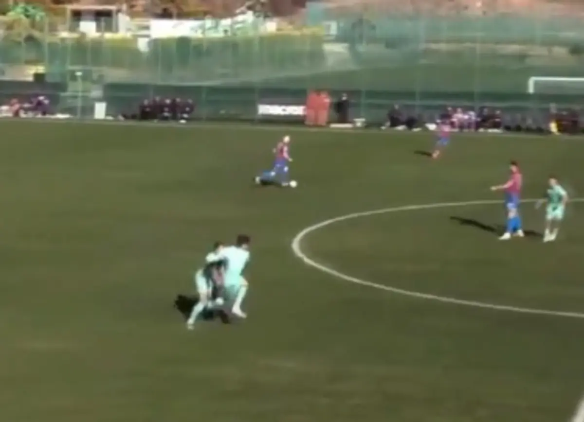 Imagem de contexto do artigo Desistiu da jogada, correu em direção a um companheiro de equipa e empurrou-o