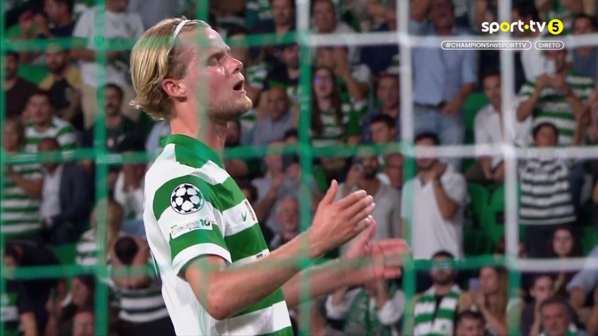 Imagem de contexto do artigo Sporting-Kairat Almaty: Hjulmand tentou penálti à Panenka e falhou. Veja