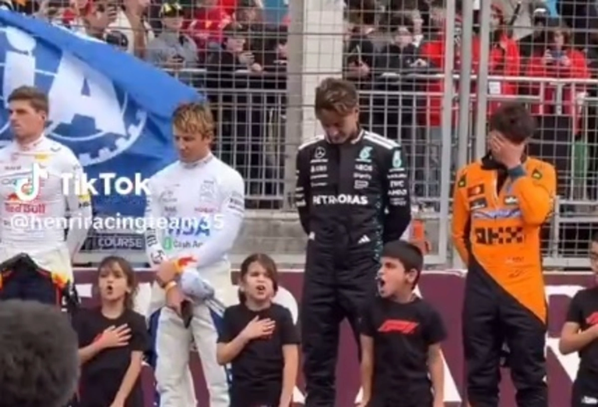 Imagem de contexto do artigo Fórmula 1: a criança que deixou os pilotos a rirem-se durante o hino