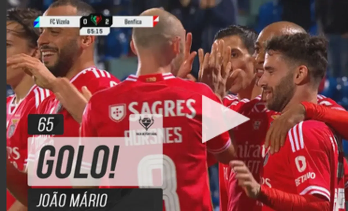 Imagem de contexto do artigo João Mário aumenta vantagem do Benfica em Vizela. Petrov responde. Veja os golos