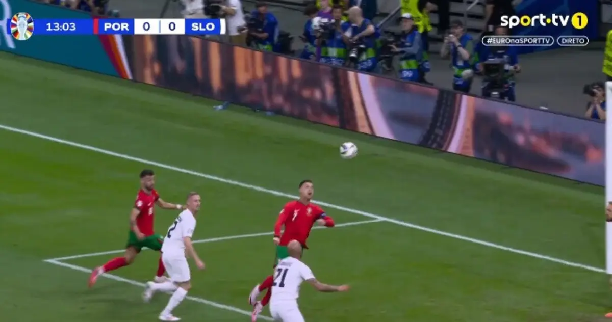 Lance de Ronaldo e Bruno Fernandes (créditos: Sport TV)