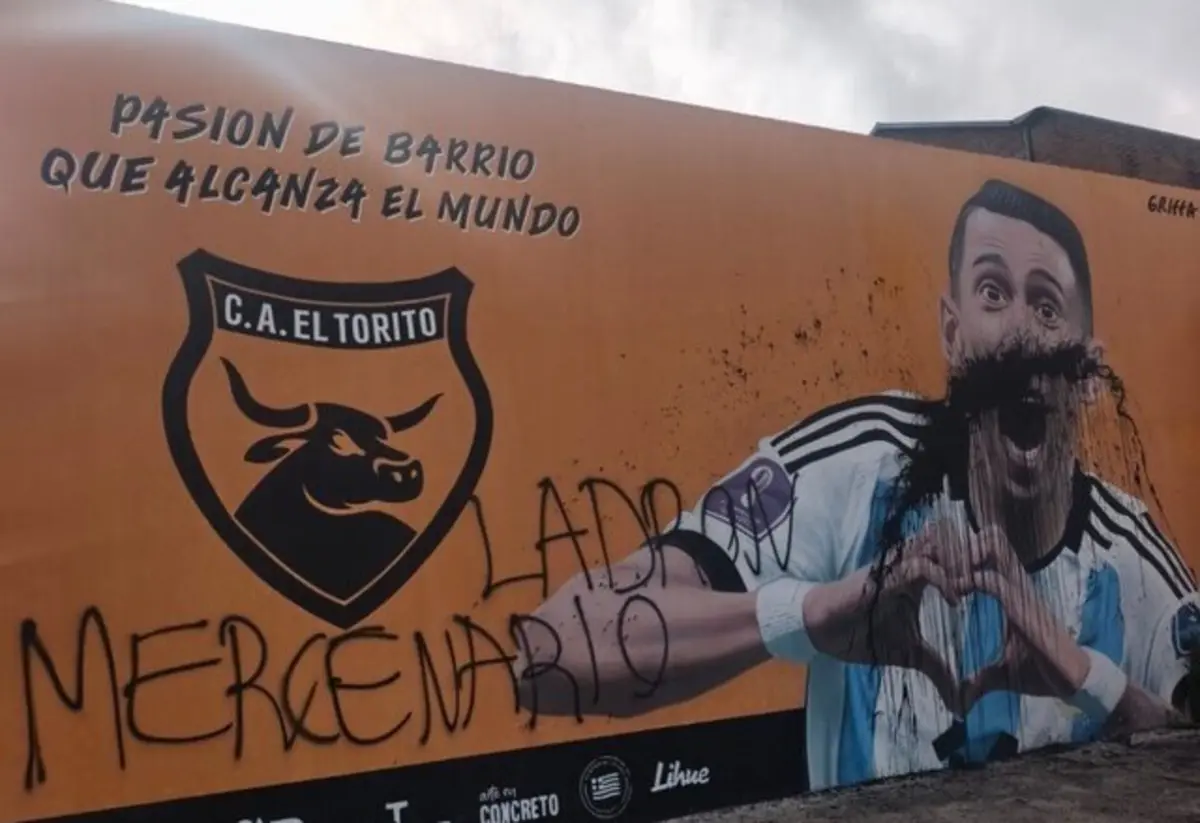 Imagem de contexto do artigo Mural de Di María em Rosário foi vandalizado: "Ladrão e mercenário"
