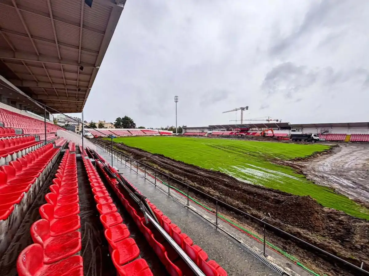 Trabalhos de substituição do relvado