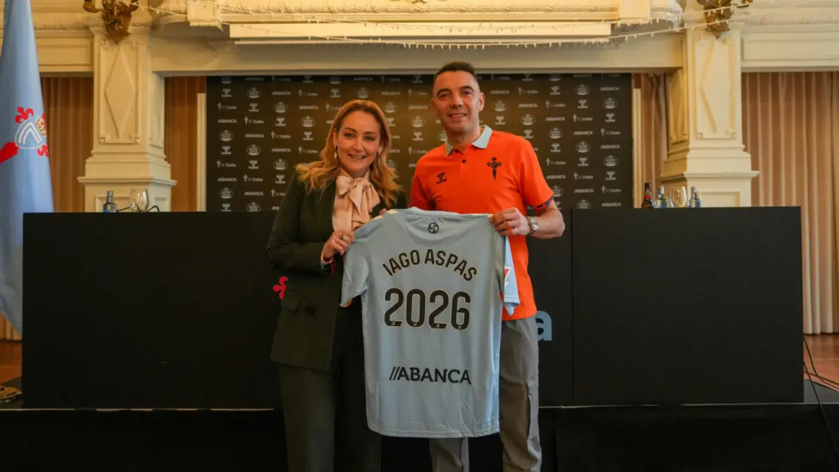 Iago Aspas com a presidente do Celta de Vigo