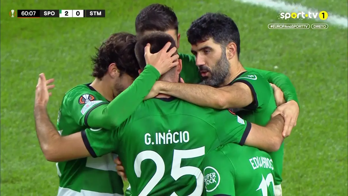 Imagem de contexto do artigo Sporting-Sturm Graz: Gonçalo Inácio aumenta a vantagem. Veja o golo