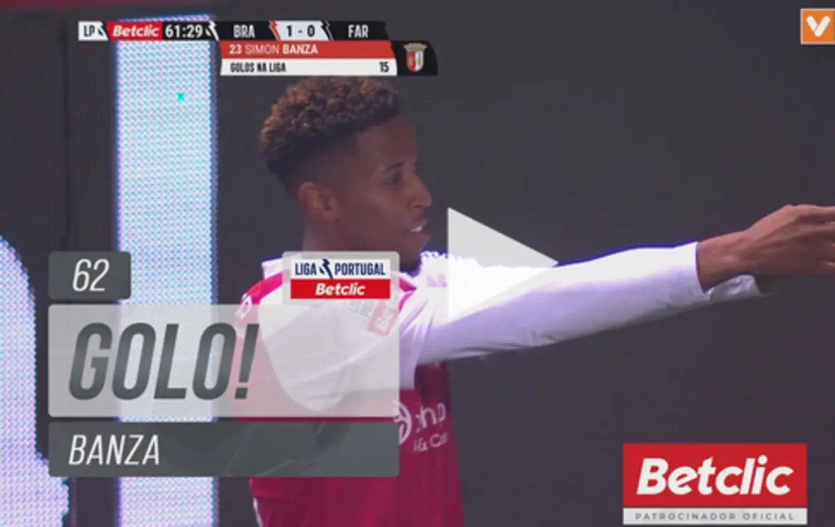 Imagem de contexto do artigo Braga-Farense: Banza abre o marcador, Belloumi empata. Veja os golos