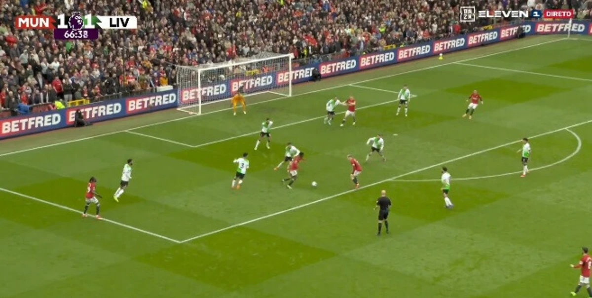 Golo de Mainoo (créditos: DAZN)