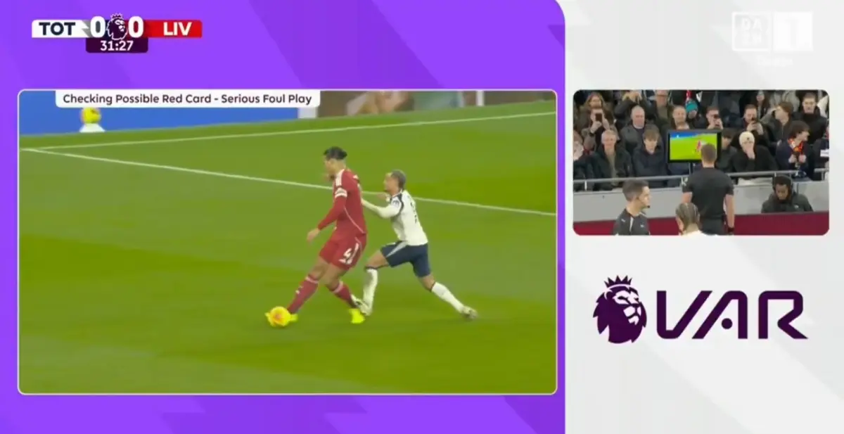 Imagem de contexto do artigo Tottenham-Liverpool: Xavi Simons expulso aos 33 minutos. Veja o lance