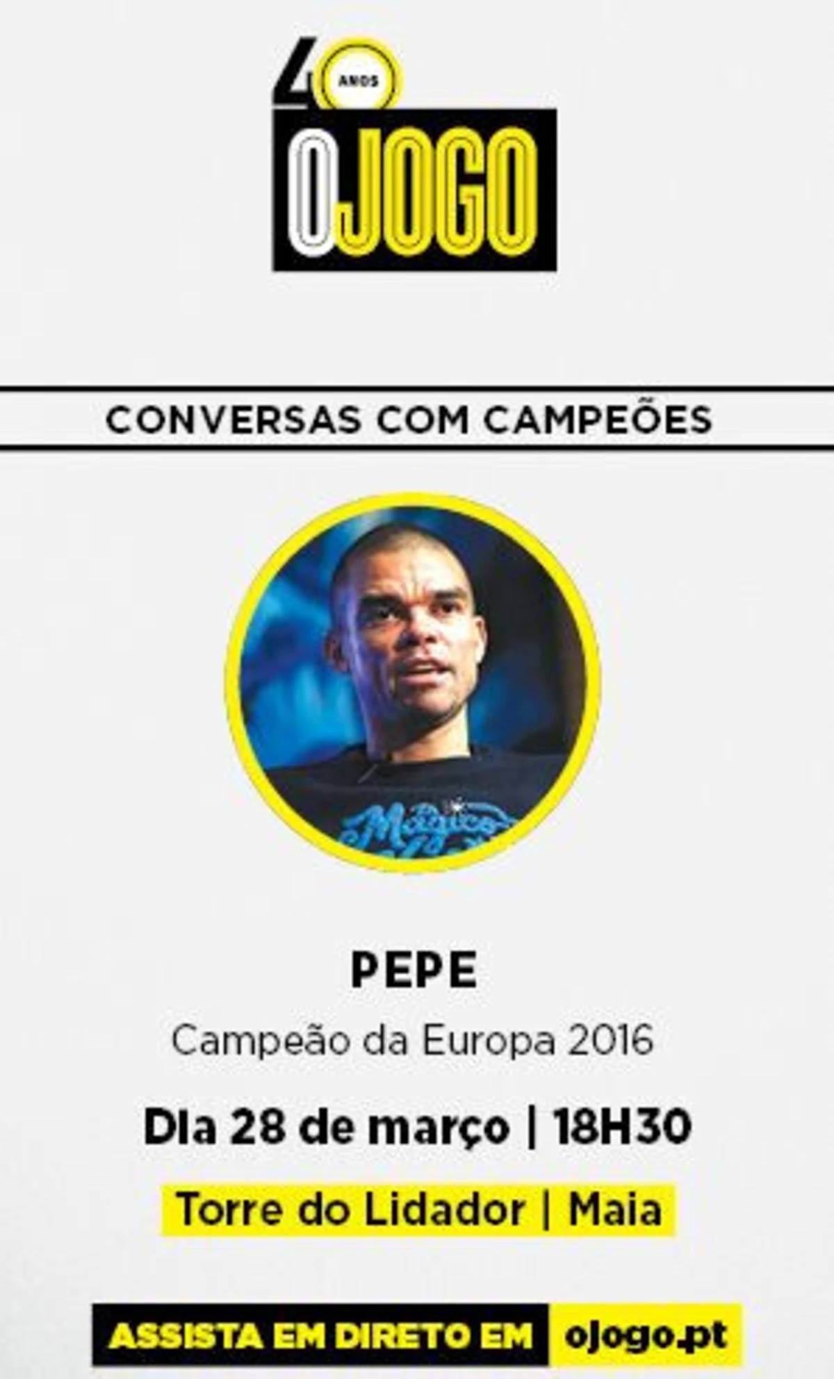 Imagem de contexto do artigo Esta sexta-feira, na Maia: Pepe é o convidado nas Conversas com Campeões