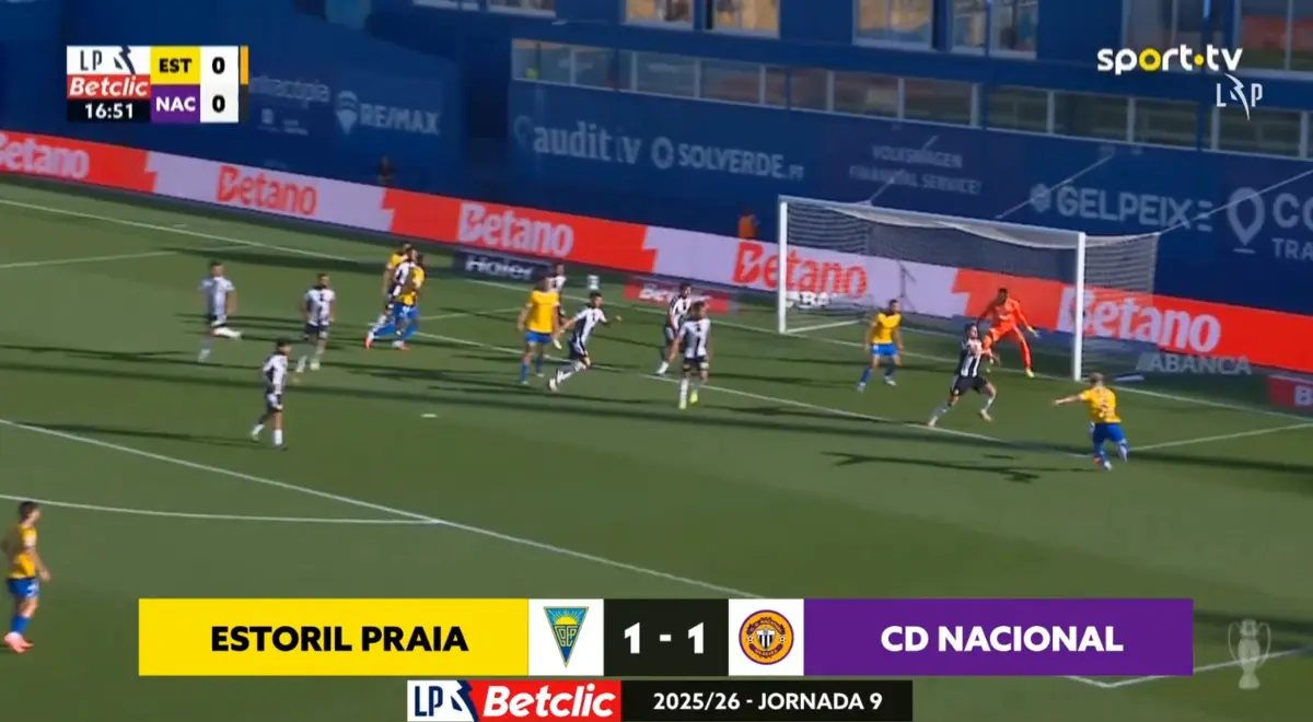Imagem de contexto do artigo Os lances que contam a história do empate entre Estoril e Nacional