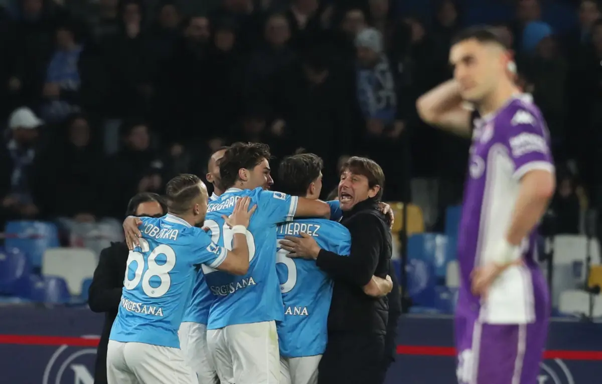 Os festejos do Nápoles frente à Fiorentina