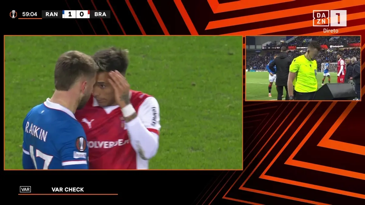 Imagem de contexto do artigo Zalazar perde a cabeça, é expulso por agressão e deixa Braga com menos um