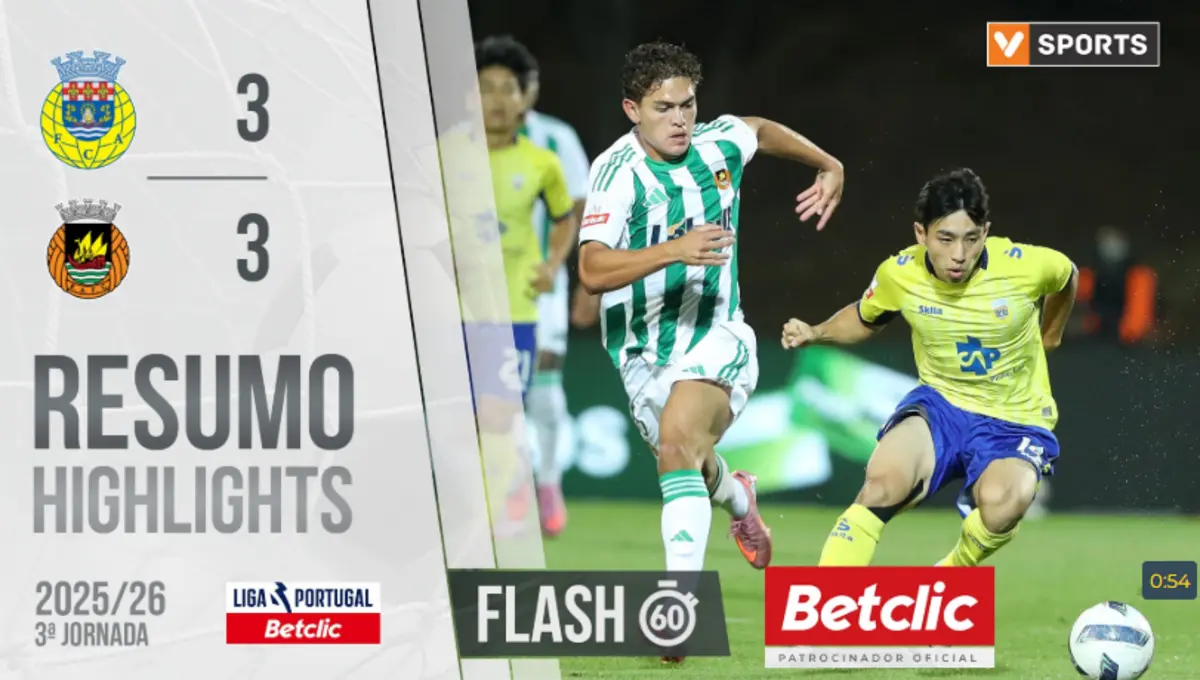 Imagem de contexto do artigo Uma chuva de golos no Arouca-Rio Ave: não perca o resumo