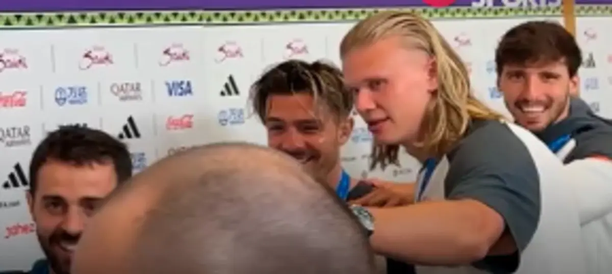 Imagem de contexto do artigo Bernardo Silva, Haaland e Rúben Dias escoltaram Grealish. Ora veja