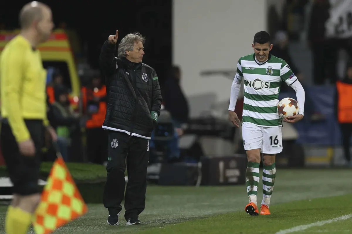 Battaglia e Jorge Jesus, em 2018 (créditos: Pedro Correia/Global Imagens)