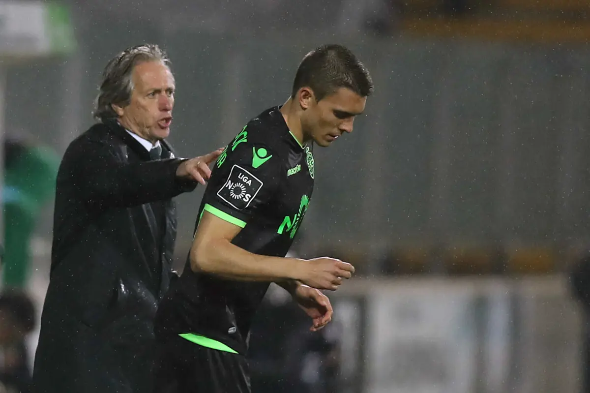 João Palhinha com Jorge Jesus, em 2017 (créditos: Miguel Pereira/Global Imagens)