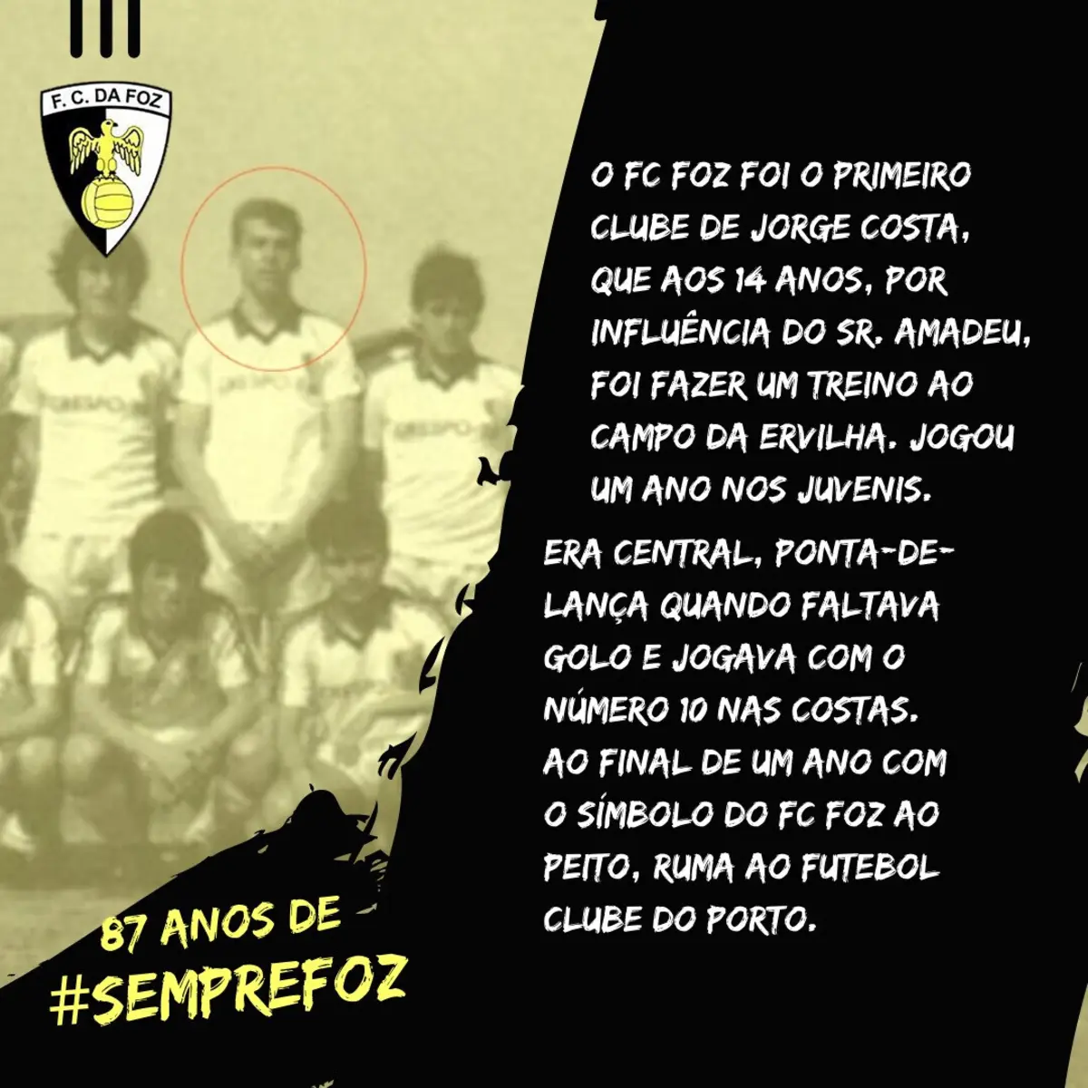 Imagem de contexto do artigo FC Foz recorda Jorge Costa: "Um exemplo que começou na nossa formação"