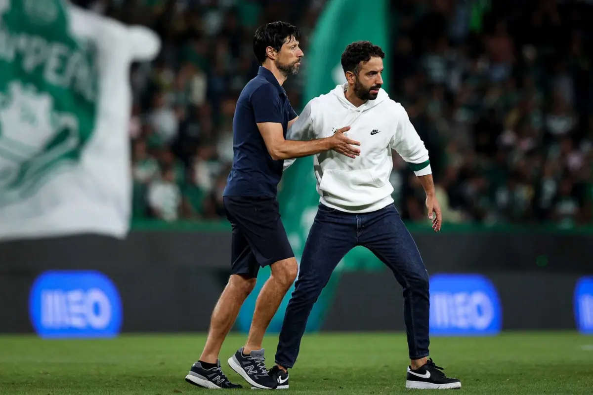 Vítor Bruno e Rúben Amorim (créditos: FILIPE AMORIM / AFP)