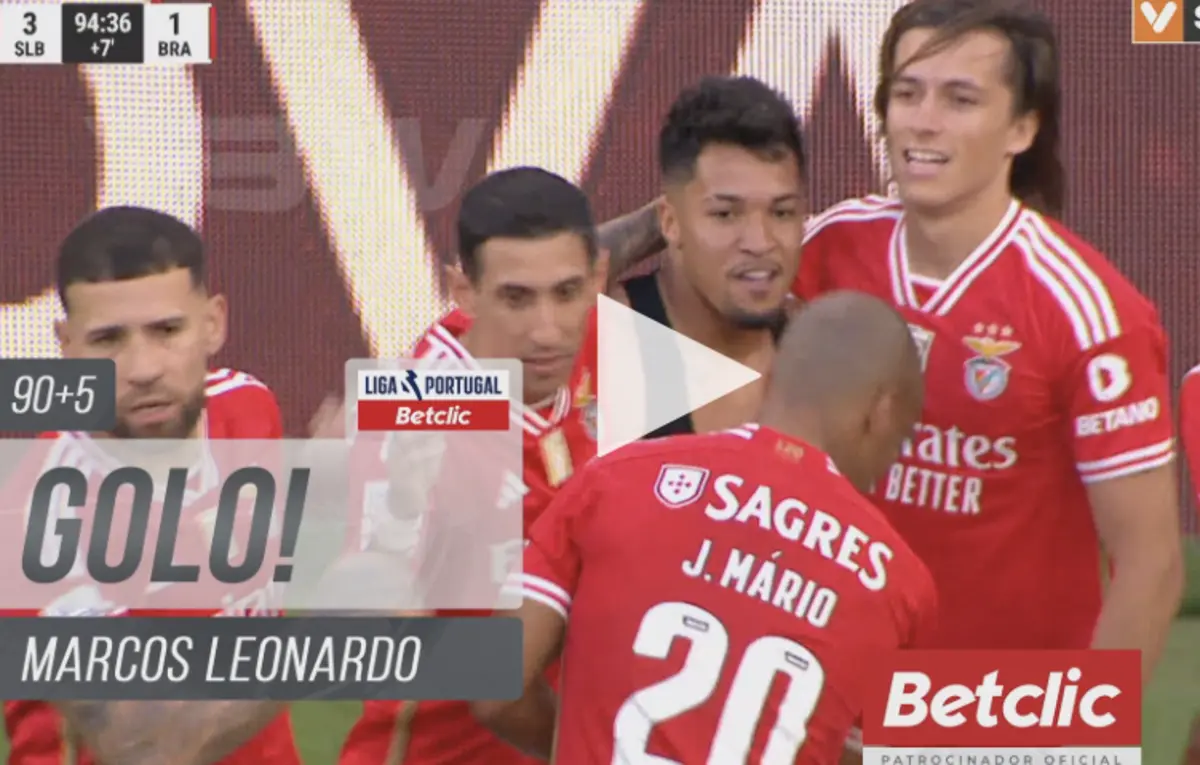 Imagem de contexto do artigo Marcos Leonardo bisa no Benfica-Braga. Veja o segundo golo do avançado