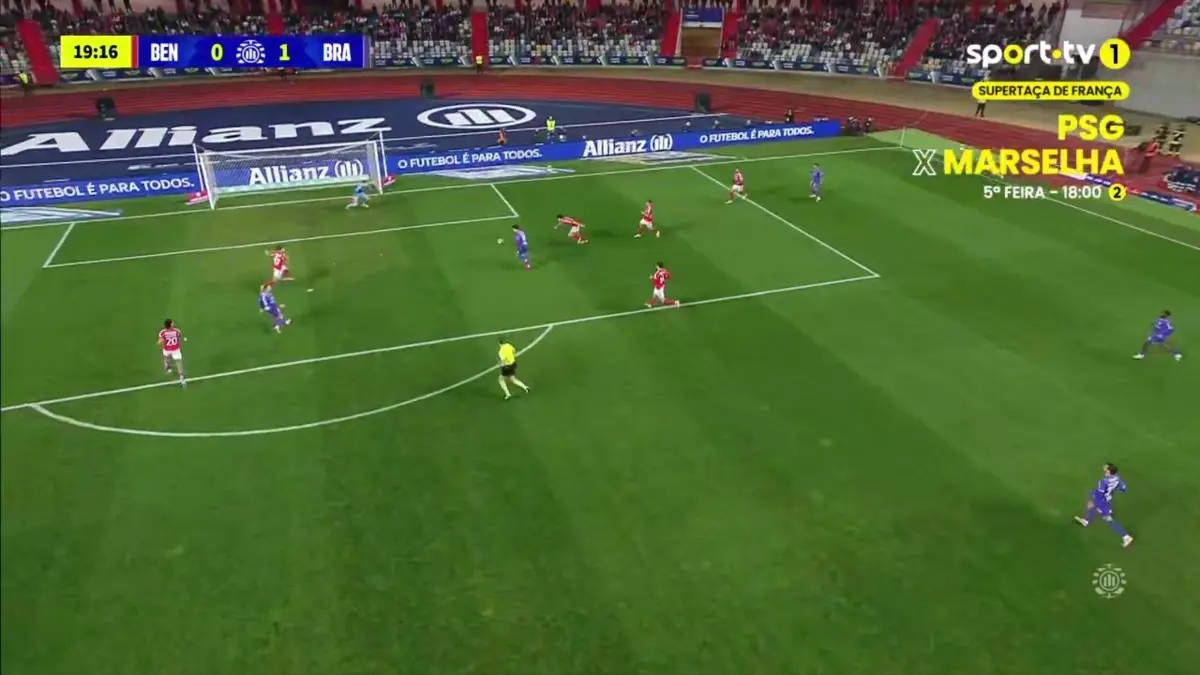 Imagem de contexto do artigo Benfica-Braga: Tomás Araújo falha e Pau Víctor marca golaço. Ora veja