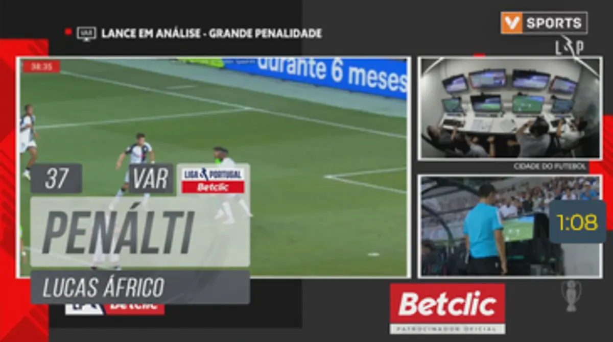 Imagem de contexto do artigo Lance complicado no Farense-Sporting: árbitro manteve penálti, contrariando o VAR