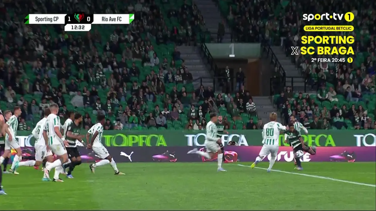 Imagem de contexto do artigo Sporting-Rio Ave: Catamo adianta leões com remate de fora da área. Veja o golo