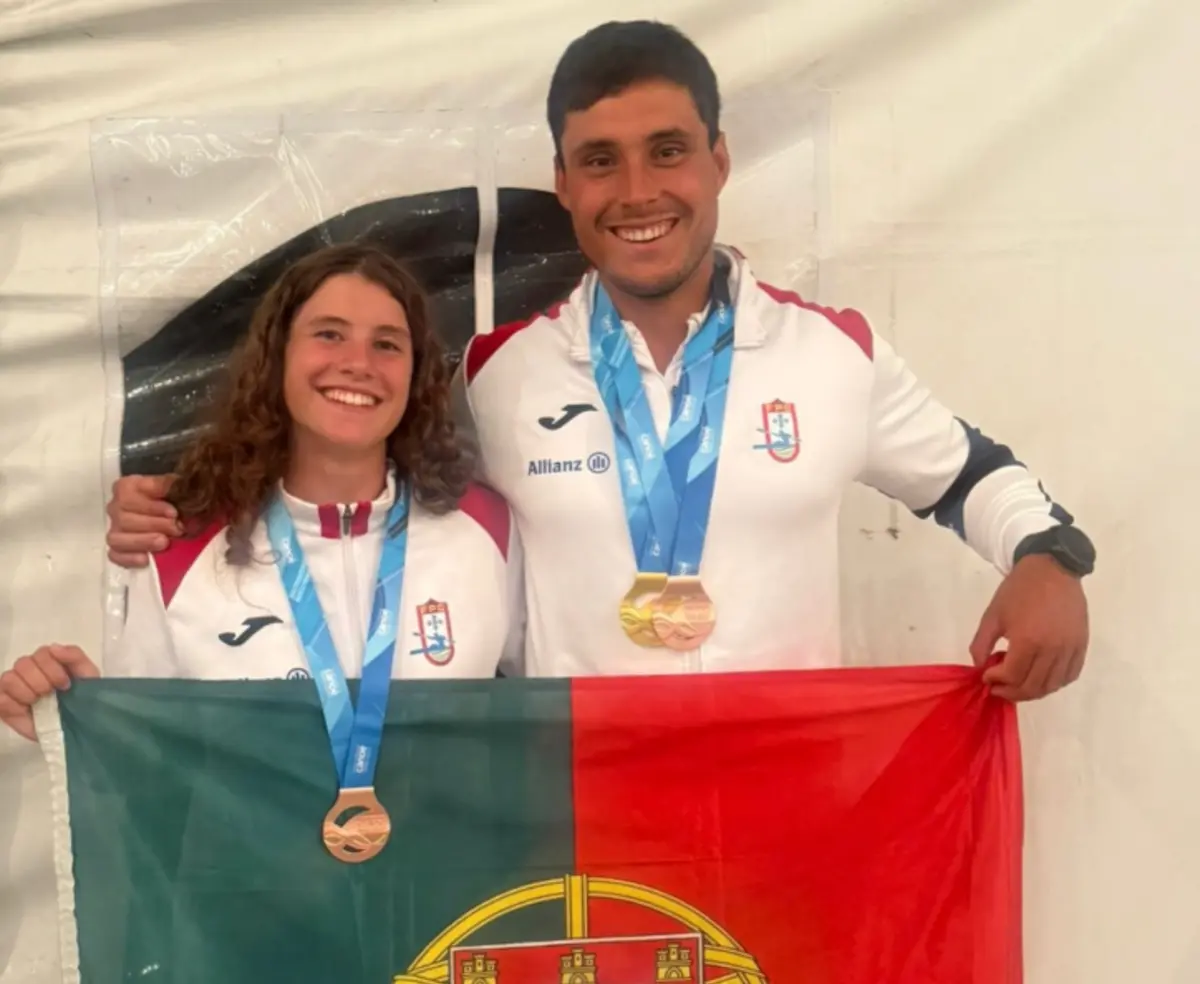 O campeão Bernardo Pereira com Constança Frazão, medalha de bronze em juniores