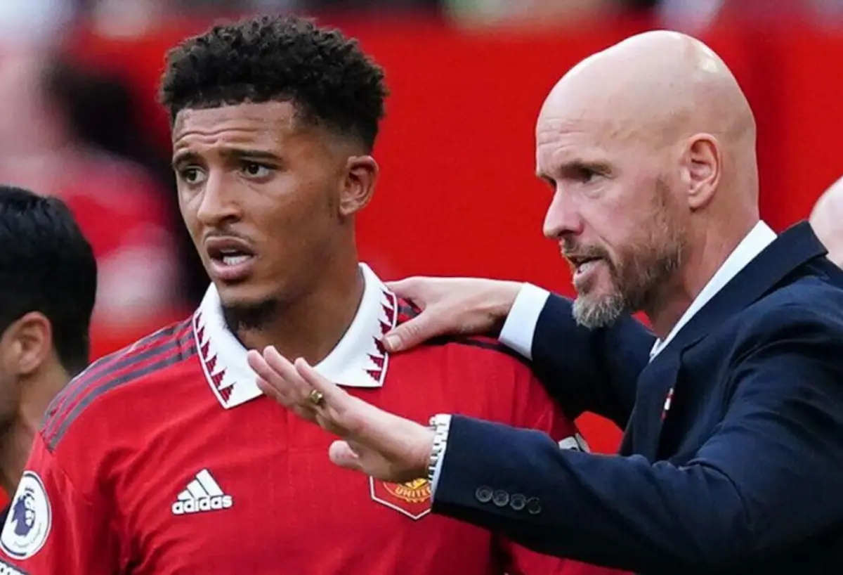 Jadon Sancho e Erik ten Hag